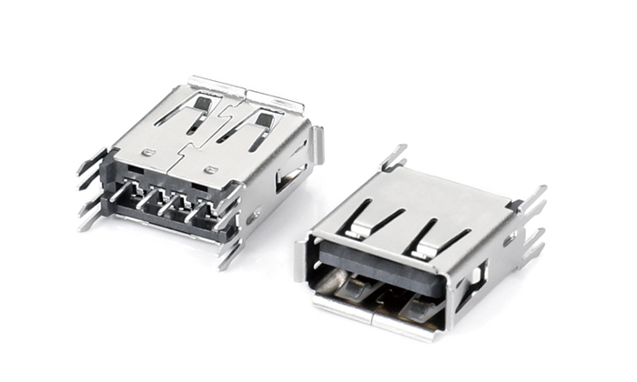 USB 2.0 AF 180-Degree Through-Hole with Two Forked Leads (17.05), (Height 14.45mm) UEF04T-11TN-A21P0