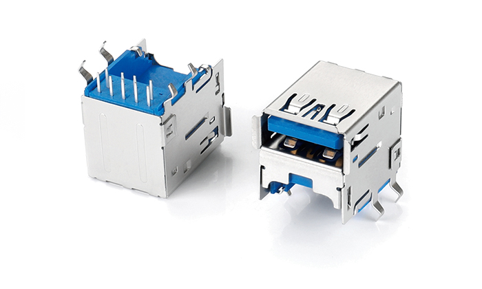 Elevated USB 3.0 90-Degree DIP (Lower Vacant Type C), PA9T Body, Blue UNF09L-B3AN-18P0