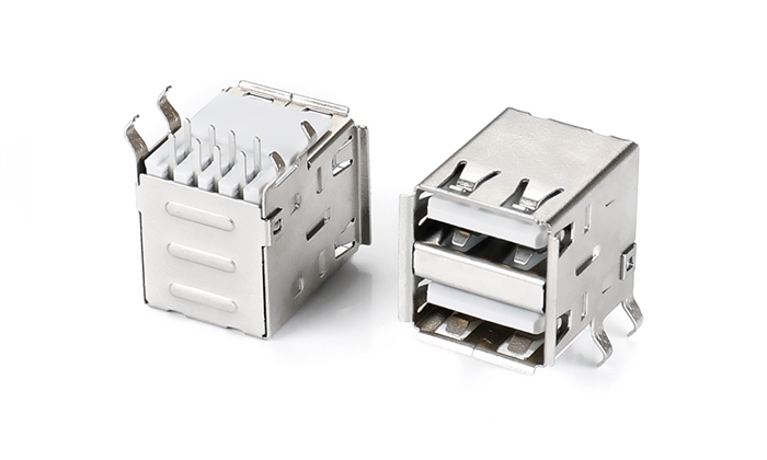 Dual-Layer USB 2.0 Integrated PBT Body, White UAF08L-22SN-28P4