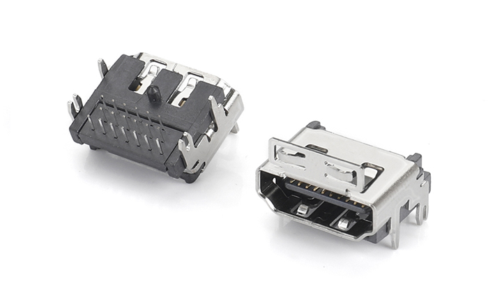 HDMI® AF Three-Row DIP with Standoff, Forked Leads, Copper Shell with Spring Tab HAF19L-11BN-Q1P3