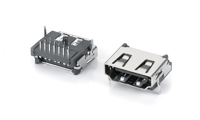 HDMI® AF Three-Row DIP with Standoff, Front Lead External Support HAF19L-11BN-21P0