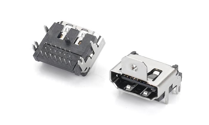 HDMI® AF Three-Row DIP with Standoff, Forked Leads with Lock Tab, Height 2.8mm HAF19L-11BN-D1P0