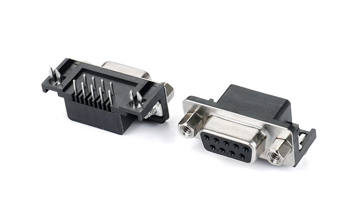 DR 9 Female, 8.08mm Pitch, Half Gold Plated, Black, Fork Lock, 4.75mm Steel DAF09L-21SN-B11P0