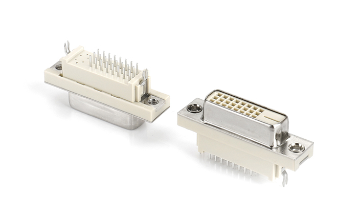 DVI24+1 180-Degree Forked Type, Beige, Riveted, Forked Leads 2.34mm, Center Distance 26.9mm (Height 10.5mm) VGF25T-28SN-B11P0