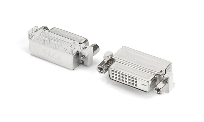 DVI24+1 Type B, White Fork Lock, 5.97mm Steel, with Four-Pin Shielded Shell and DC Punching, Flat Forked Leads VBF25L-92SN-H11P4