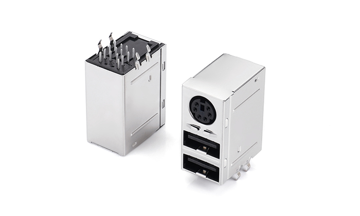 MINI DIN + Dual-Layer USB 2.0, All-Black MUF14L-21TN-18P4