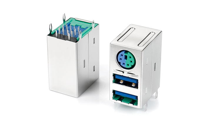 MINI DIN + Dual-Layer USB 3.0, Forked Leads Pitch 12.0mm MAF24L-2AAN-18P0