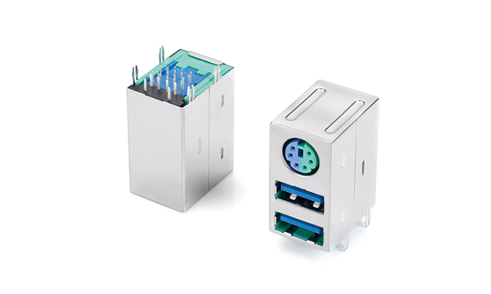 MINI DIN + Dual-Layer USB 3.0, Forked Leads Pitch 10.5mm, without Spring MAF24L-2AAN-38P0