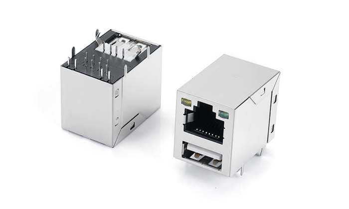 RJ+Single-Layer USB 2.0, with LED Indicators (Left Yellow, Right Green) RDF12L-21BN-11P0