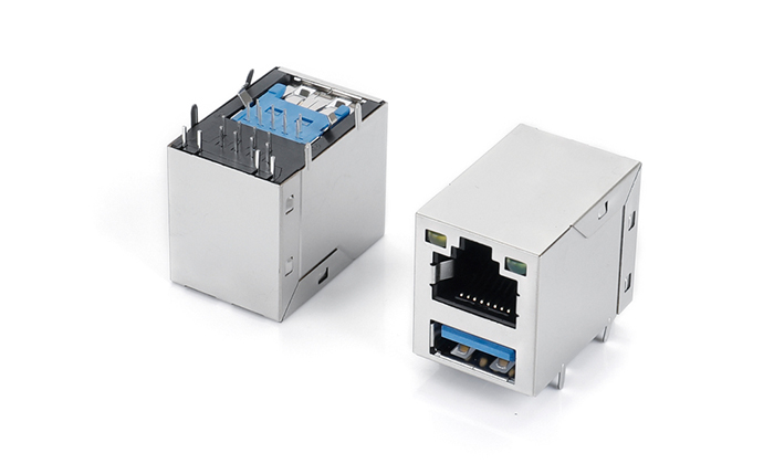 RJ+Single-Layer USB 3.0, with LED Indicators (Left Yellow, Right Green) RDF17L-2KBN-31P0