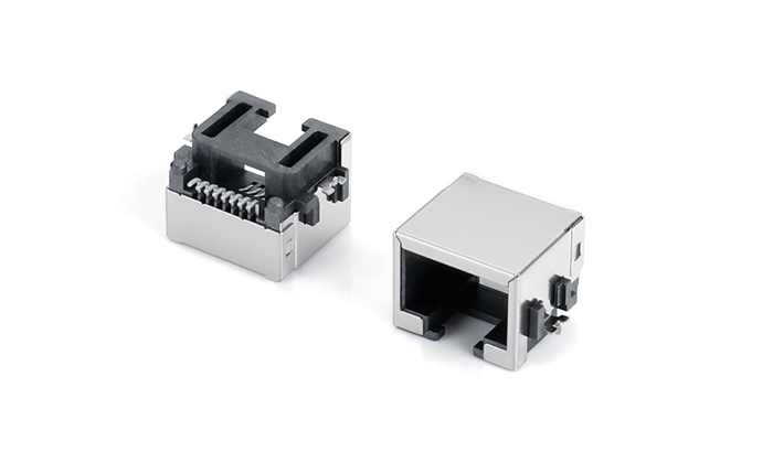 RJ45 Reverse Flush-Mount, Height 8.6mm SMT, Fully Enclosed 17.24mm RCF08U-11BN-58P0