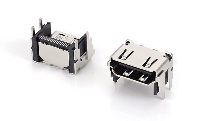 HDMI® 2.1 SMT Short Body Elevated, CH=6.50, Four Leads Length 2.2mm, Front Lead Position 4.0mm, Copper Shell HFF19U-11BN-58R0